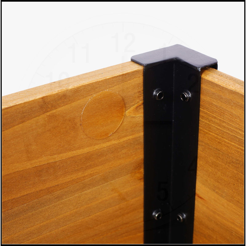 Metal Leg Wood Planter Boxes with Folding Storage Shelf, Black/Brown
