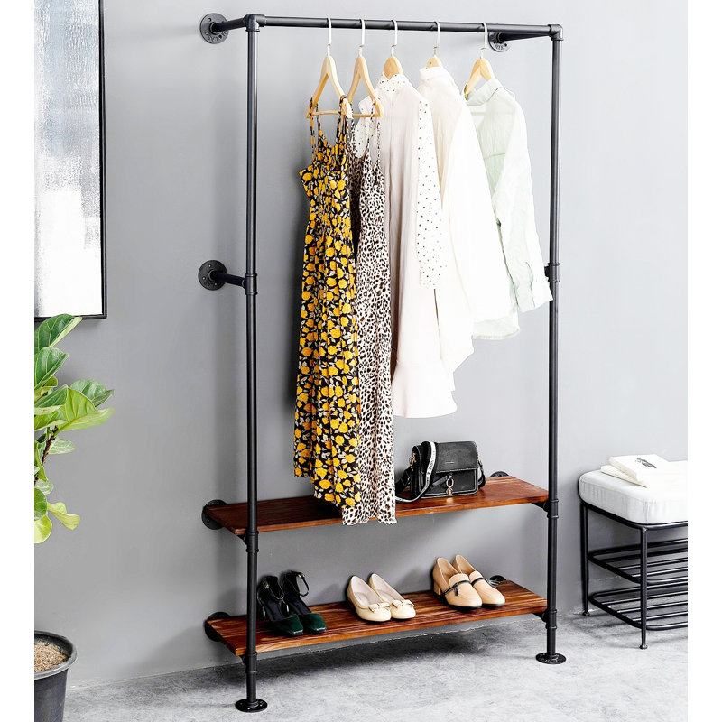 Aarjav 37.4'' Rolling Wall Mounted Clothes Rack