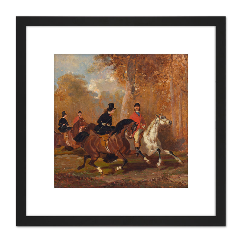 Alfred Dedreux Equestrians In the Forest Painting 1 Piece Single Picture Frame Painting