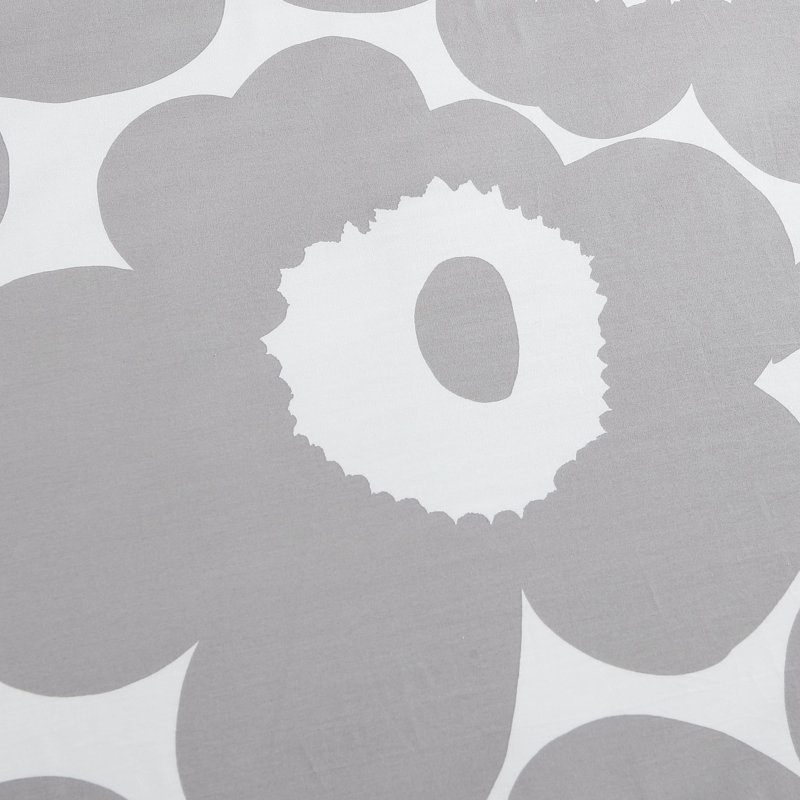 Marimekko Unikko Cotton Blue Duvet Cover Set, Twin Duvet Cover + 1 Standard Shams, Gray/White Floral