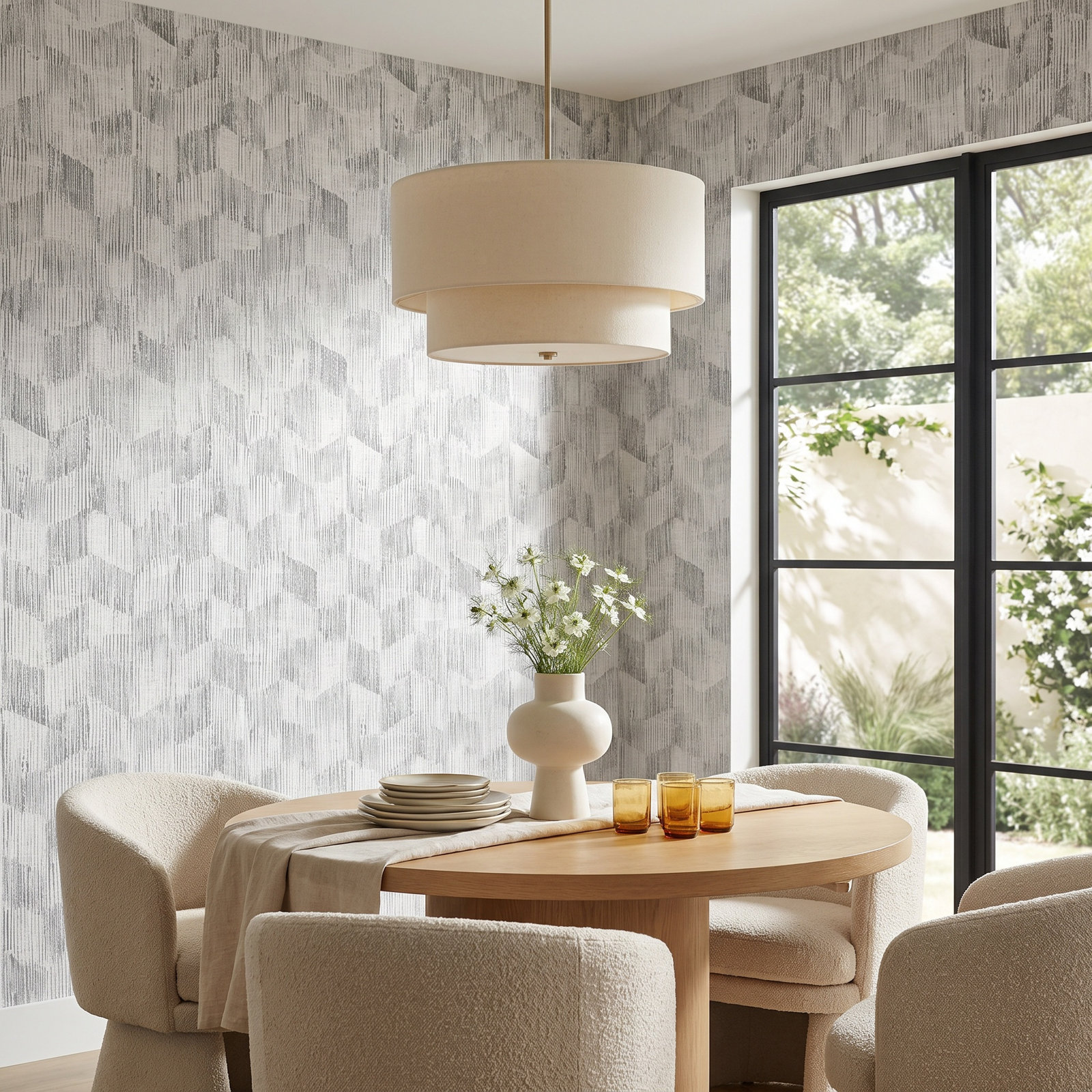Preslar Modern Geometric Wallpaper, Gray