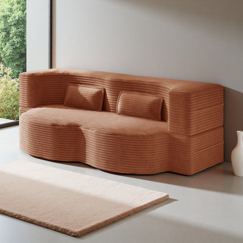 Canapé-lit moderne avec 2 coussins, canapé-lit convertible en mousse, matelas pliant simple de 15 po pour le salon