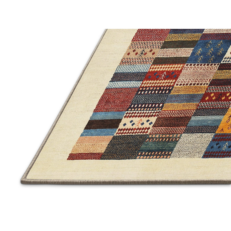 Tapis brun/rouge/gris zone contemporaine, Rectangle 6 pi x 9 pi