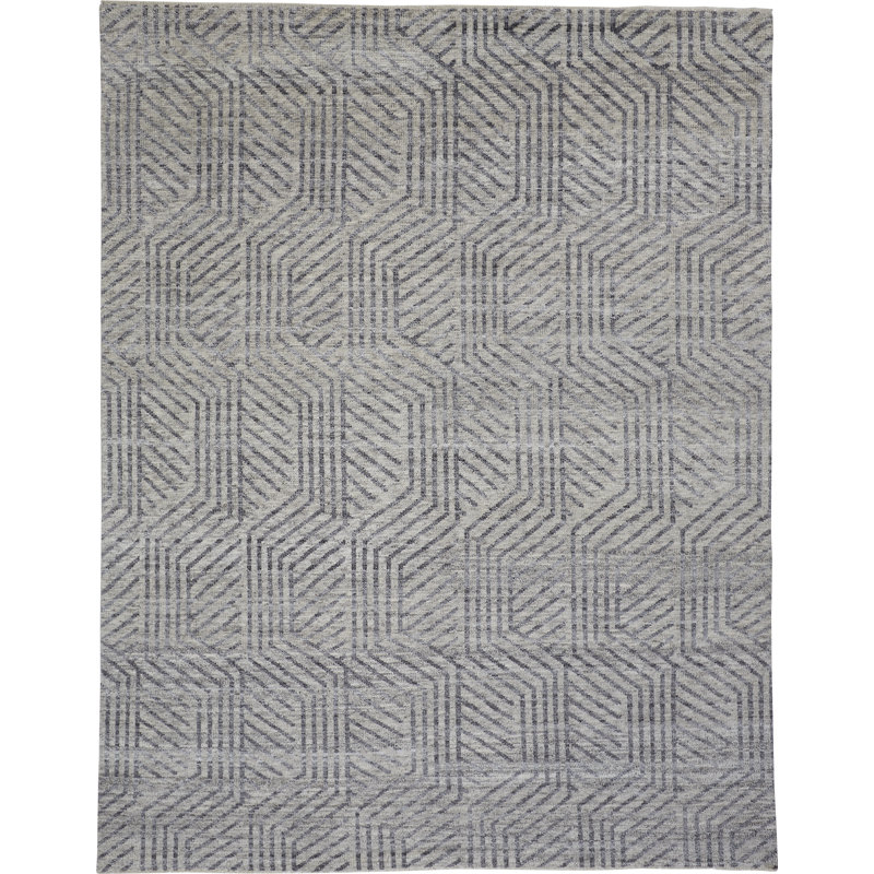 Vivien Hand Knotted Wool Geometric Area Rug, Rectangle 10' x 14'