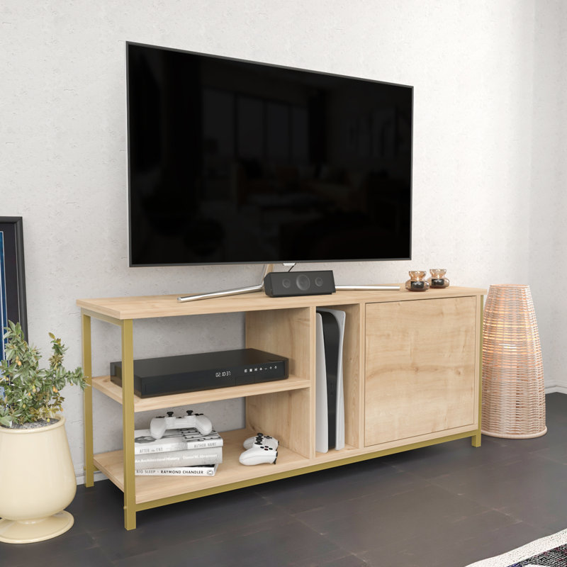 Tildenville Unfinished TV Stand for TVs up to 55", Gold/Oak