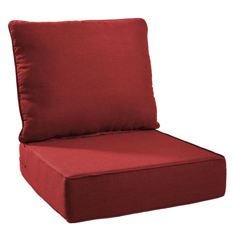 Allo 24"X24"X6" Thick Cushions & Pillows Set - Deep Seat Indoor/Outdoor Water & Fade Resistant, Red, 1