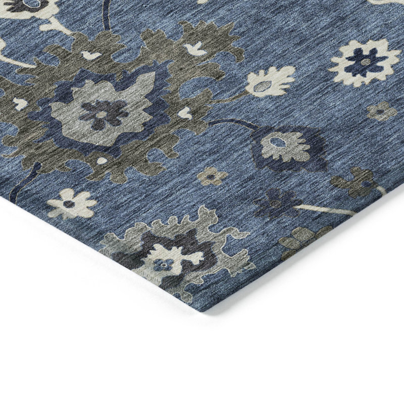 Tapis bleu intérieur / extérieur Lummus, Rectangle 5 pi x 7 pi 6 po