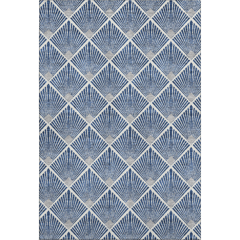 Premium Machine Washable Prisco Navy Rug, Rectangle 8' x 10'
