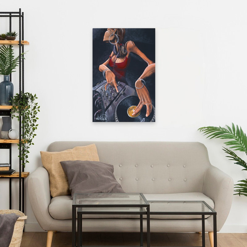 Bijou dj - Art figuratif urbain, pop surréalisme urbain et afro-américain, H 24 po x l 16 po