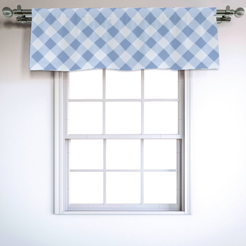 Slate Blue and Pale Blue Geometric Sateen Window Valance