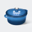 Cocotte en fonte émaillée 4,5 pte avec couvercle et accessoires - Batterie de cuisine bleue pour la cuisson, le rôtissage et les ragoûts