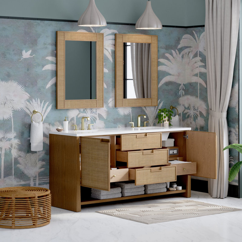 Solene 72'' W Double Vanity, White Zeus Quartz, 8" Centers