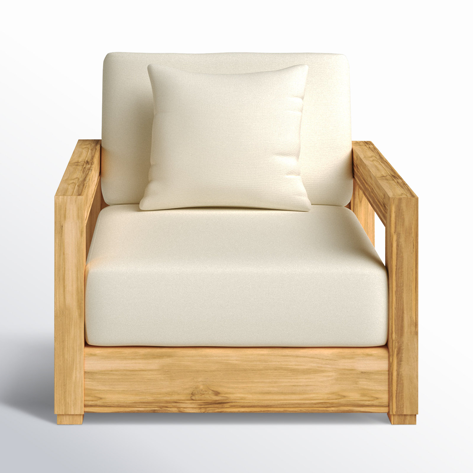 Melrose Teak Outdoor Lounge Chair, Beige