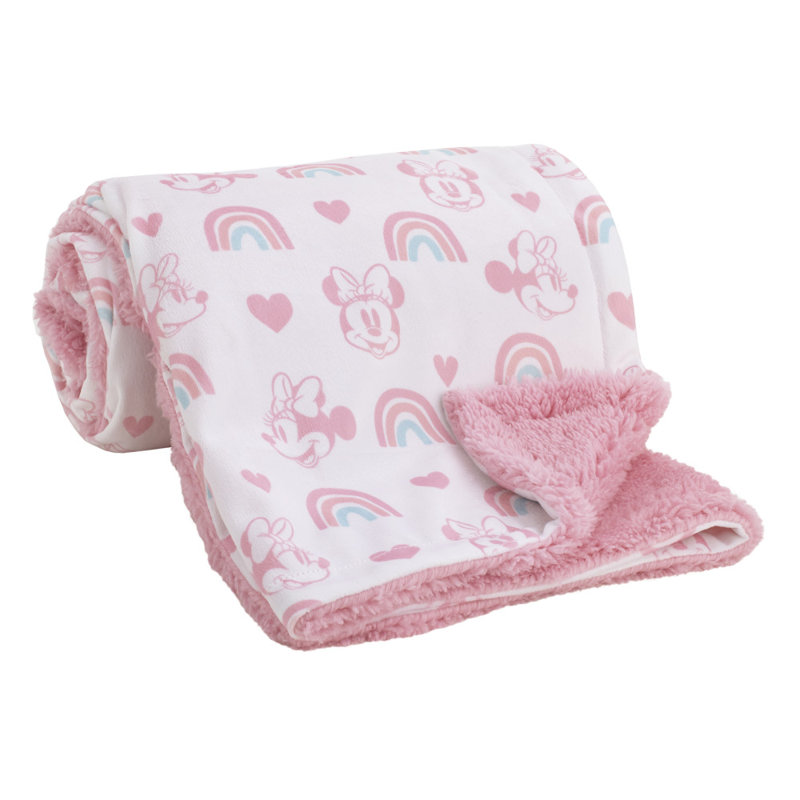  Couverture pour bébé NoJo Disney Minnie Mouse blanc, rose et turquoise Rainbow and Hearts