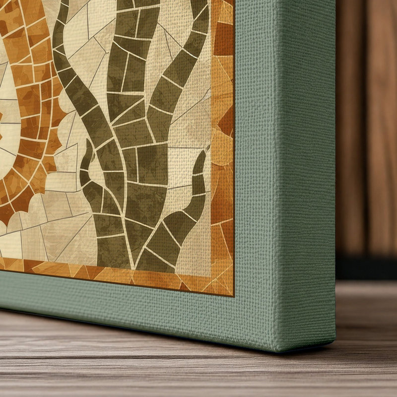 Seahorse Mosaic Coastal - Wrapped Canvas, 24x16 - 61.0 x 40.6 cm, Sage Border