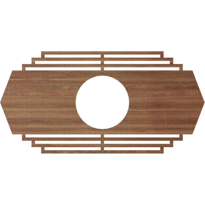 Médaillon de plafond en bois Chrysler, Noyer, H 16 po x l 32 po x P 0,38 po