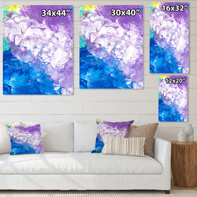 «Blue Pink and White», peinture sur toile, H 32 po x l 16 po, Toile tendue