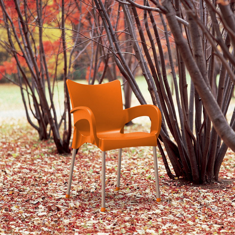 Goines Stacking Patio Dining Armchair, Orange