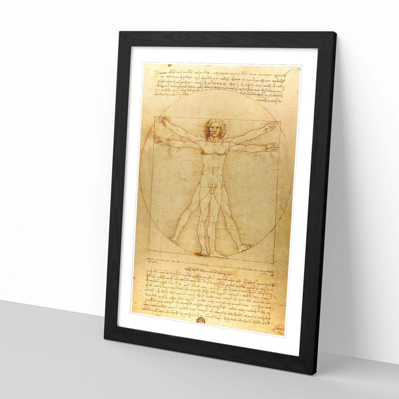 Vitruvian Man by Leonardo Da Vinci - Framed Print, Black