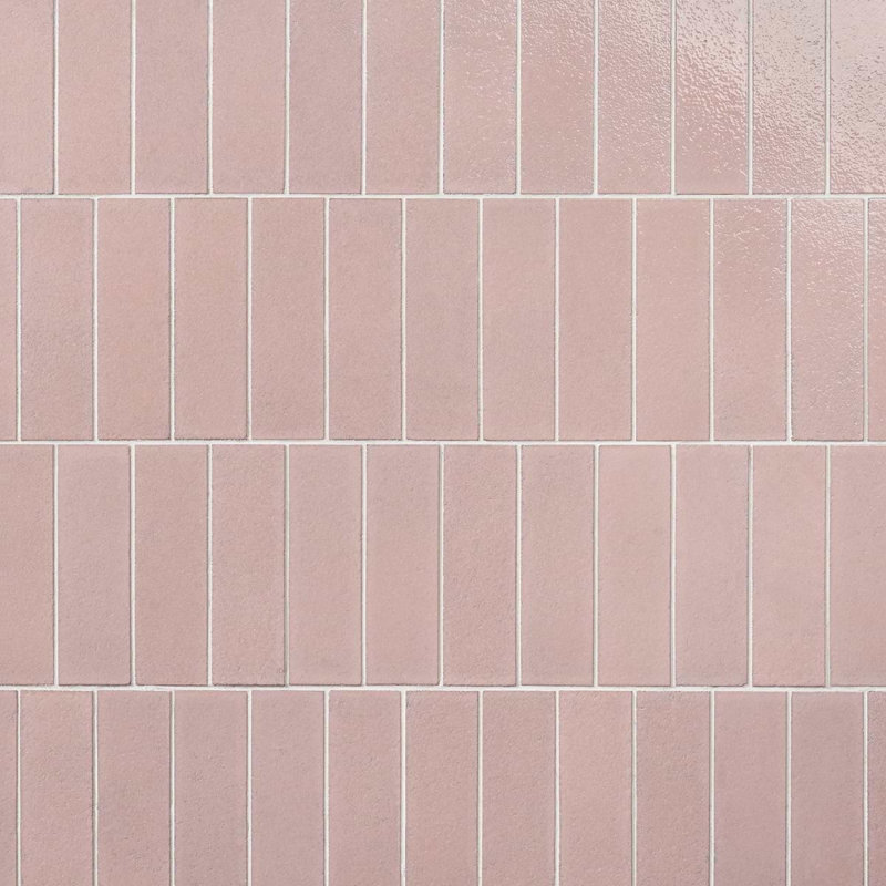 Color One 2x8 Glossy Lava Stone Tile, Blush Pink