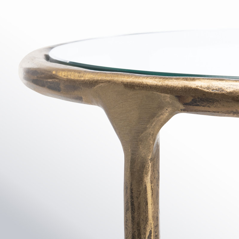 Evelynn End Table, Brass, Clear