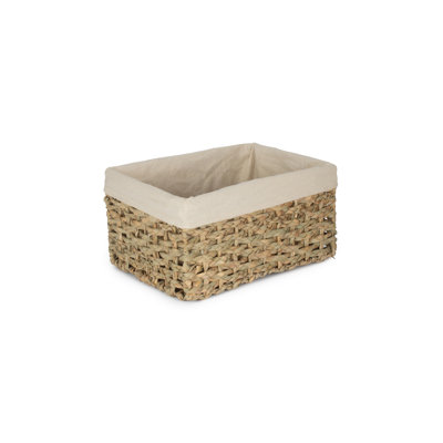 Lily Manor Wicker Thatch Grass Storage Basket with Lining