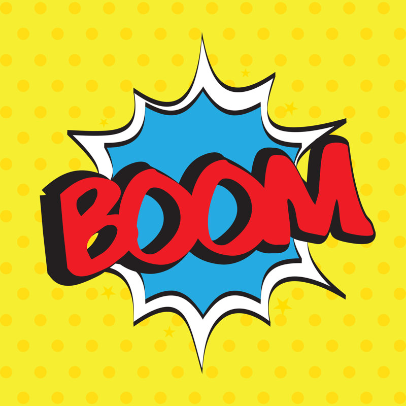 Pop Art Boom - Wrapped Canvas Print, 91cm H x 91cm W x 3.8cm D