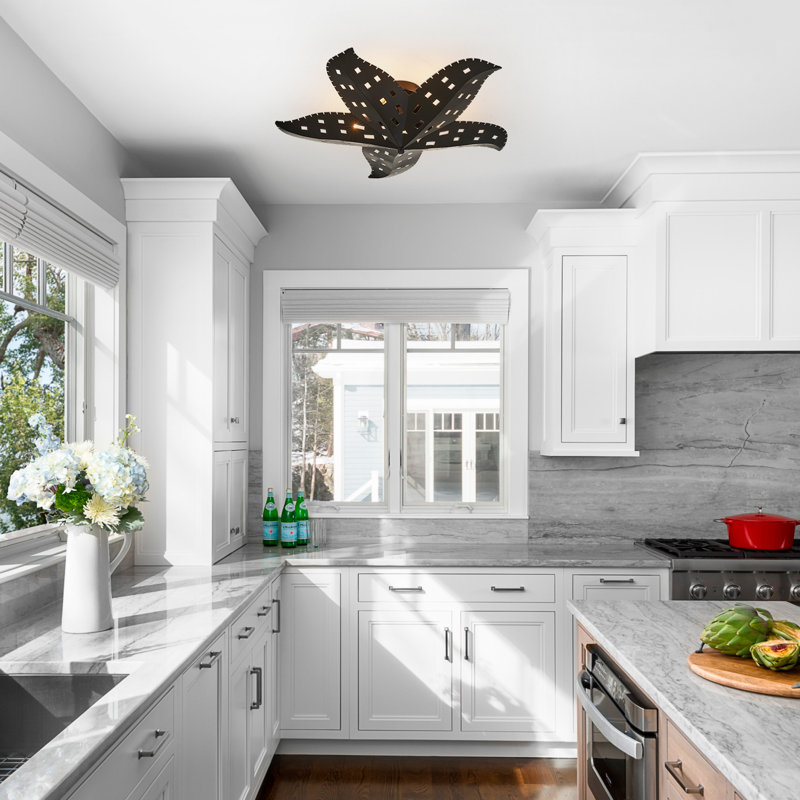 5-Light Metal Flush Mount Ceiling Light Dia 24 Inch