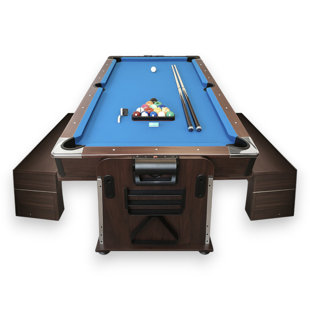 BULLET 7Ft 3-in-1 Game Table – Pool Table, Air Hockey & Table Tennis with Storage Benches