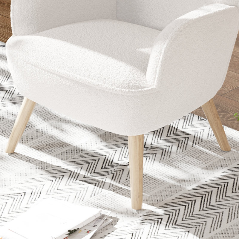 Arjo 30.32" Wide Tufted Polyester Armchair, White Polyester