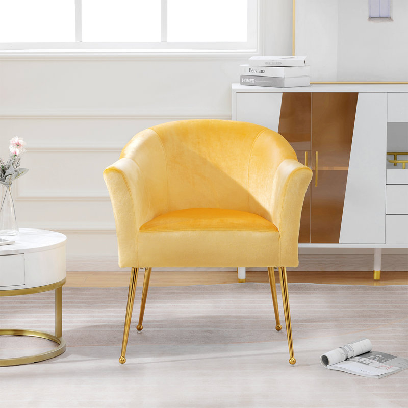 Fauteuil club décoratif en velours avec pieds en métal doré, design moderne