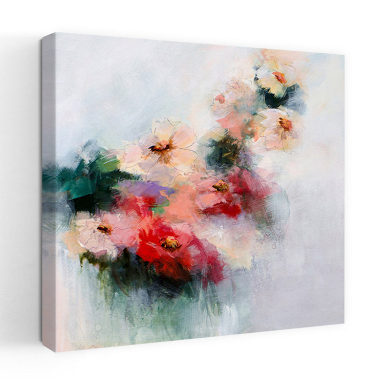 Fleurs abstraites de May, art contemporain, H 24 po x l 24 po
