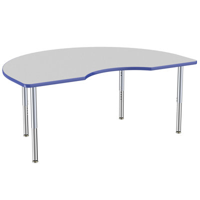 48" x 72" Kidney Thermofused Activity Table with Adjustable Super Legs - Gray/Blue/Silver