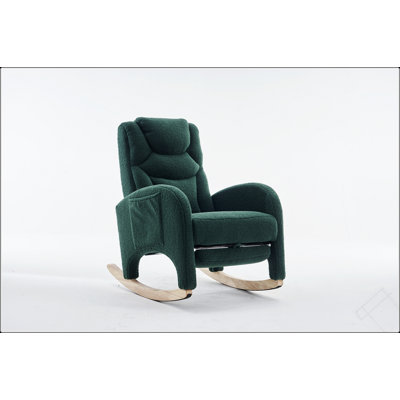 Teddy Fabric Nursery Rocking Chair With Adjustable Footrest,Green