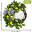  Couronne de citron de printemps pré-éclairée pour porte d'entrée avec lumières, couronne de fruits d'été de campagne éclairée de 24 pouces avec panneau Hello