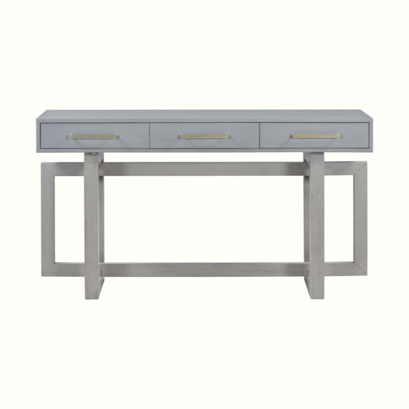 Elegant Console Table with Three Drawers, Gray Duplicate