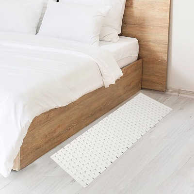 White Bamboo Bath Mat Waterproof Non-slip 16x48"