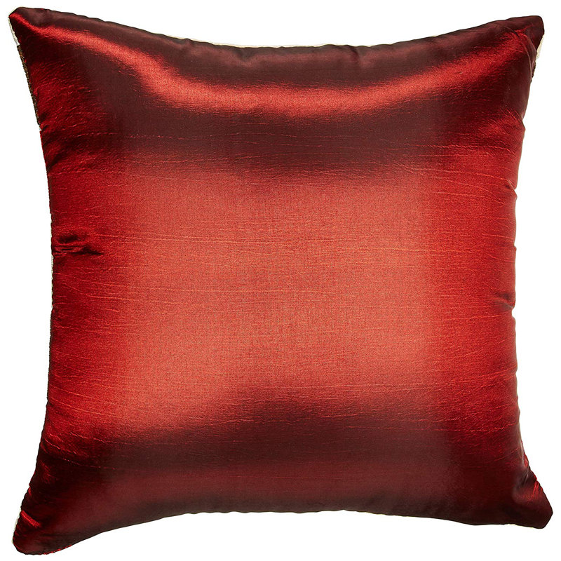  Coussin décoratif décoratif en chenille de luxe à rayures, Bourgogne