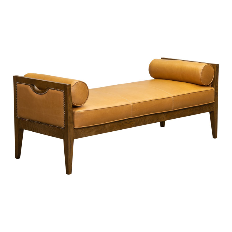 Beacon Hill Upholstered Leather Bench, Murray Camel, Brown