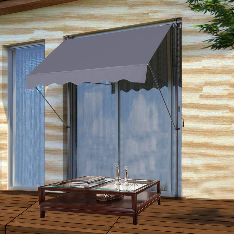 Pabin Inc 117'' Polyester Cover Retractable Patio Awning, 117" H x 78.74" W