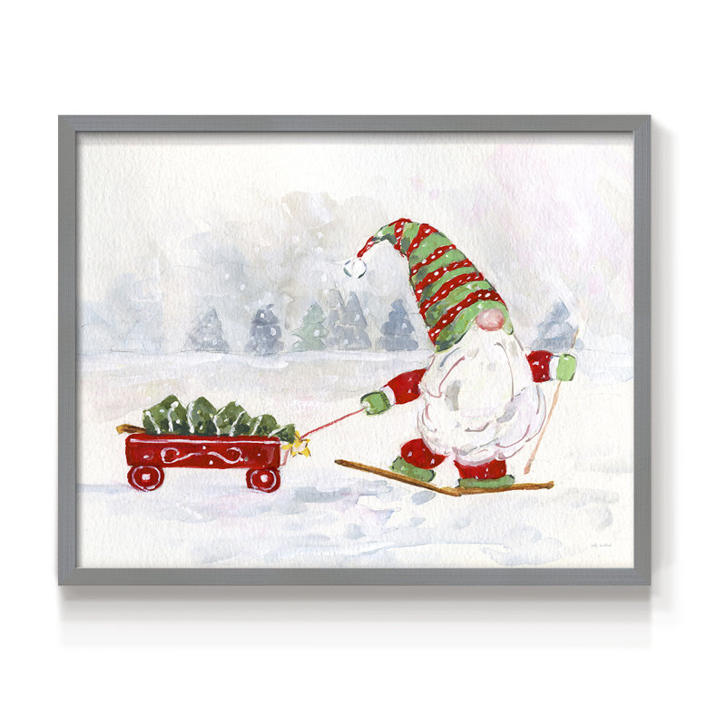 Gnome d'hiver I - reproduction encadrée - réarmable, Gris, H 16 po x l 20 po