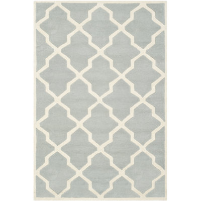 Tapis gris / ivoire en laine touffeté à la main Carolene