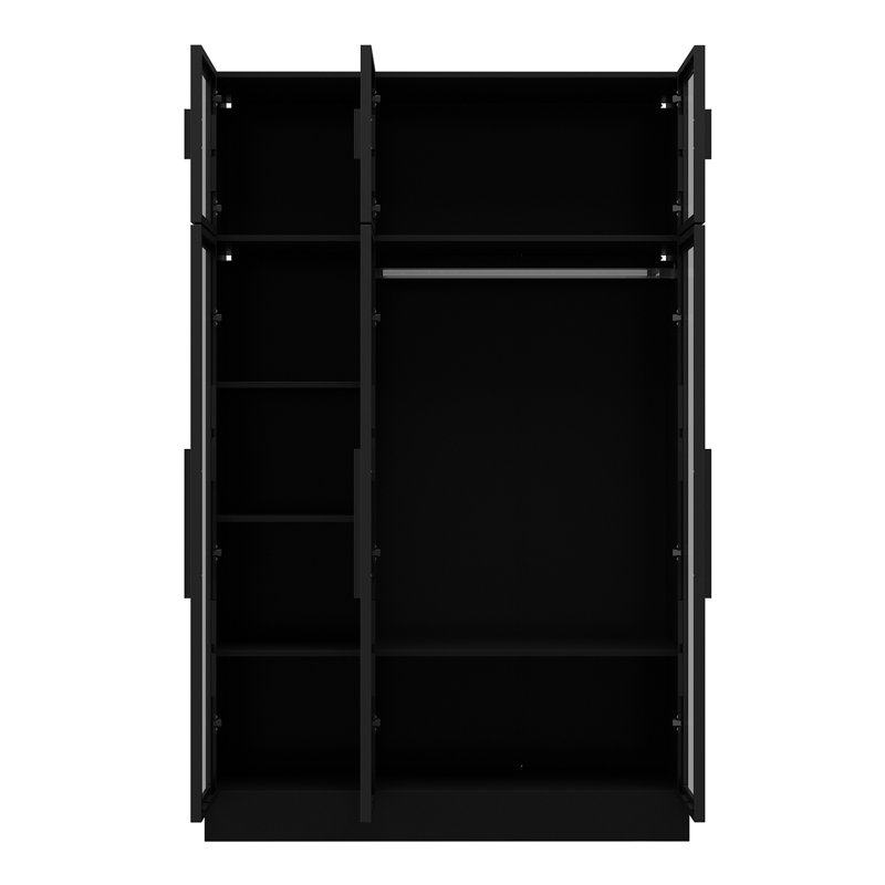 6 Doors Armoire Wardrobe, Black