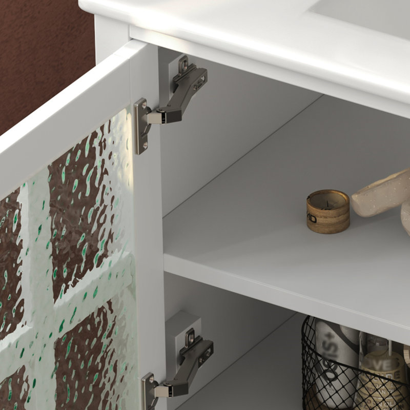 Meuble-lavabo simple 36 po avec lavabo en céramique et comptoir, meuble-lavabo avec tablette réglable et tablette ouverte
