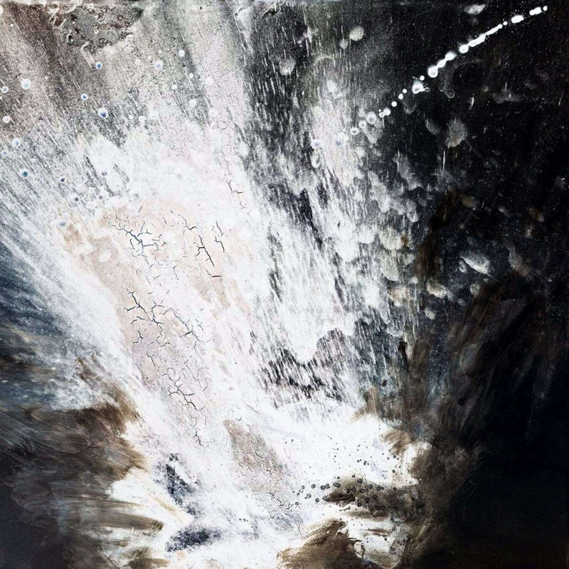 Volcano Contemporary Fine Art, Black Framed Canvas, 20" H x 20" W x 1.75" D