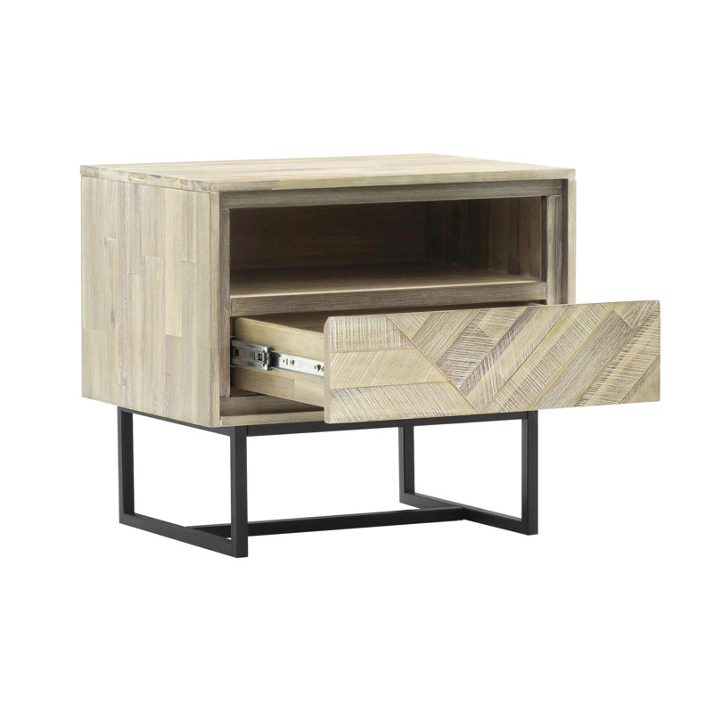 Ensemble de chambre à coucher 4 pièces Breshay en bois d'acacia naturel, Grand