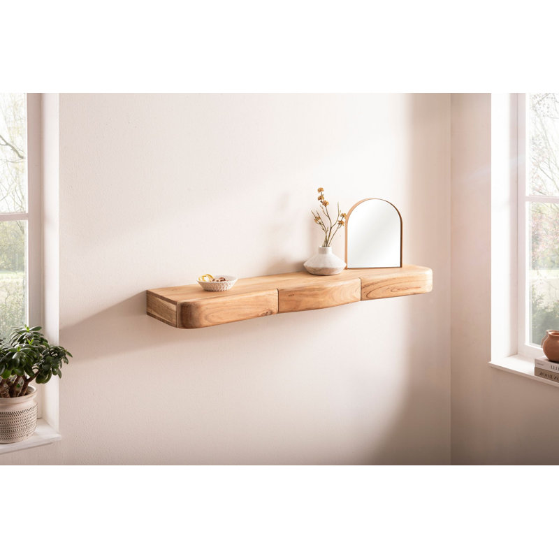 Acacia Solid Wood Floating Shelf, 8cm H x 100cm W x 20cm D.