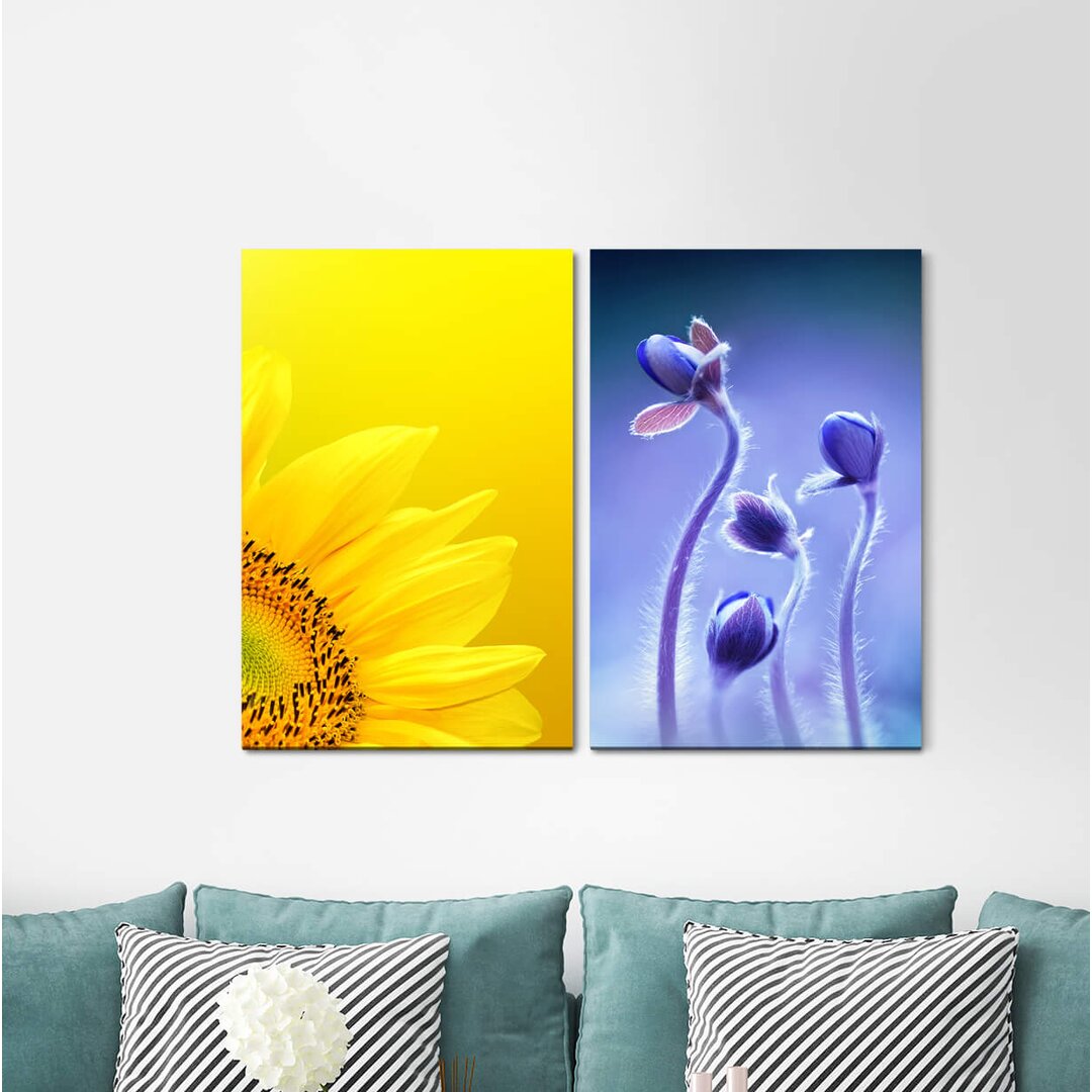 2-tlg. Leinwandbilder-Set - Fotografie „Sunflower Yellow Tulips Summer Balu”