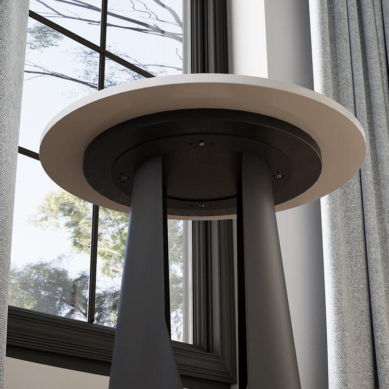 Table d'appoint ronde moderne 17,32 po, table de bout en pierre frittée moderne, base en métal, blanc et noir, Noir