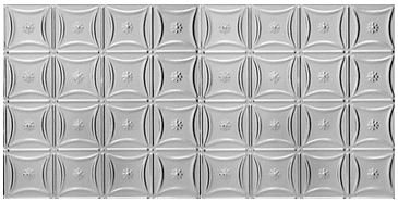 48.5'' L x 24.5'' W Tin Glue Up Ceiling Tile In Shiny Silver